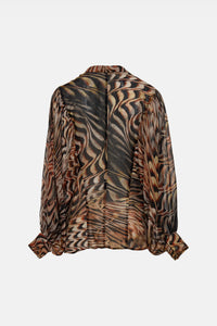 SILKY OVERSIZED BLOUSE "IVORY" MULTICOLOR
