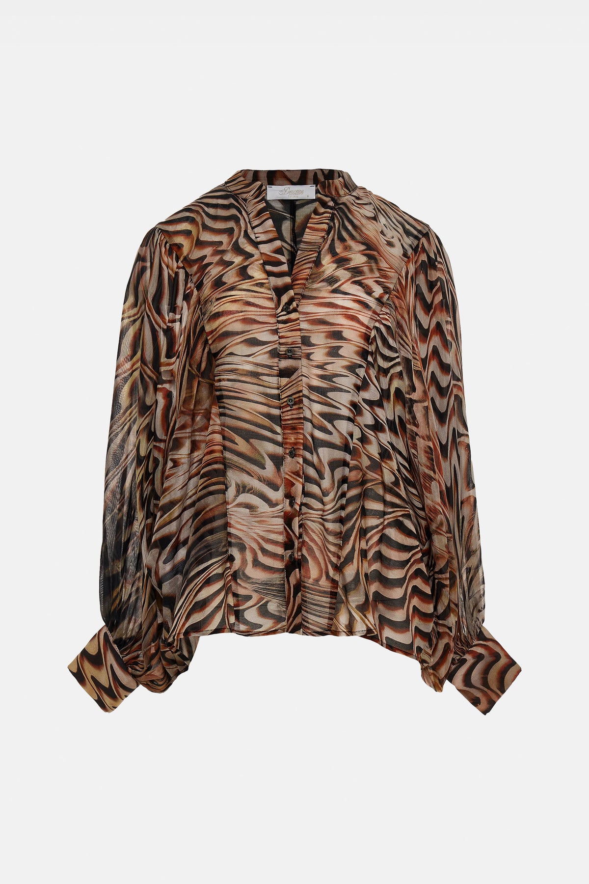 SILKY OVERSIZED BLOUSE "IVORY" MULTICOLOR