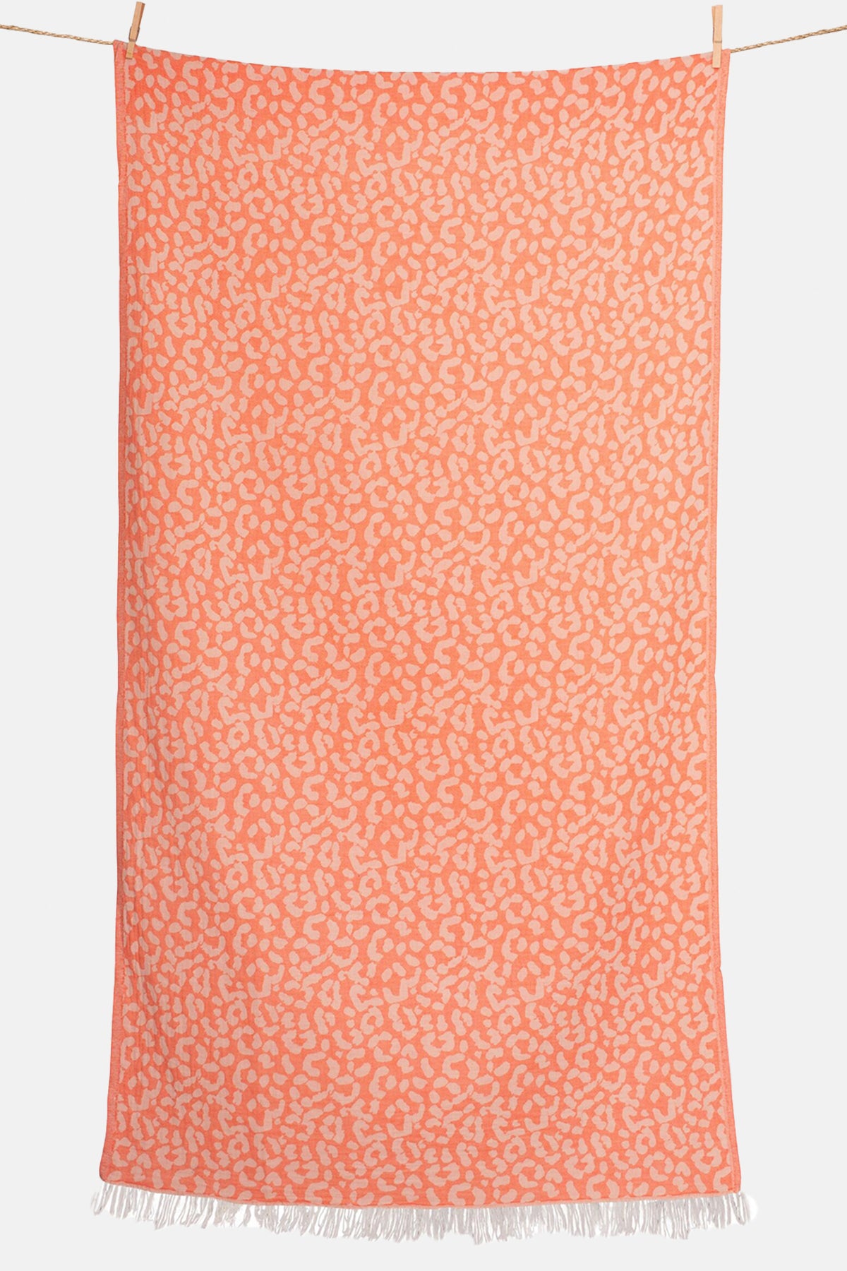 WOVEN BEACH TOWEL "LEOPARD" CORAL