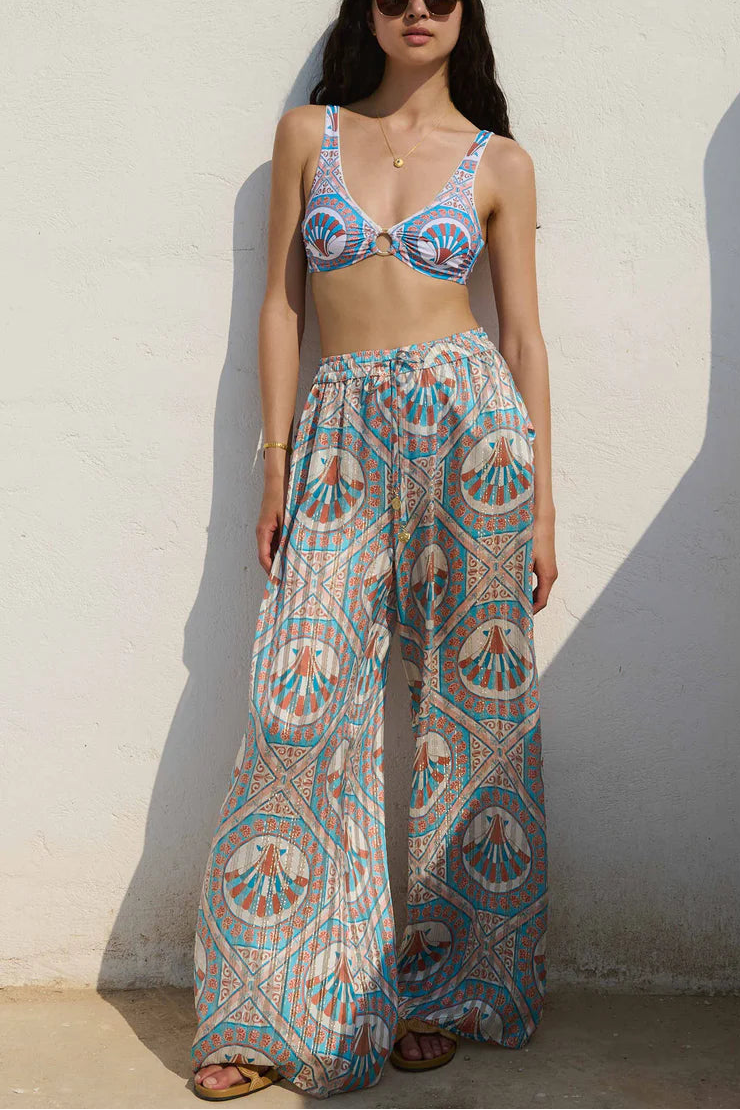 FLOWY PANTS "CERAMICA" MULTICOLOR