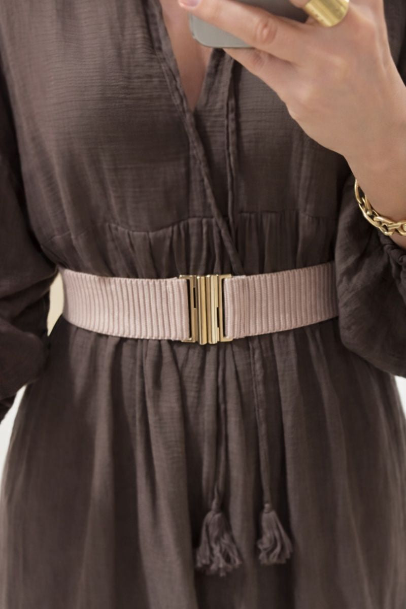 ELASTIC BELT “CRINKLE" DUSTY ROSE