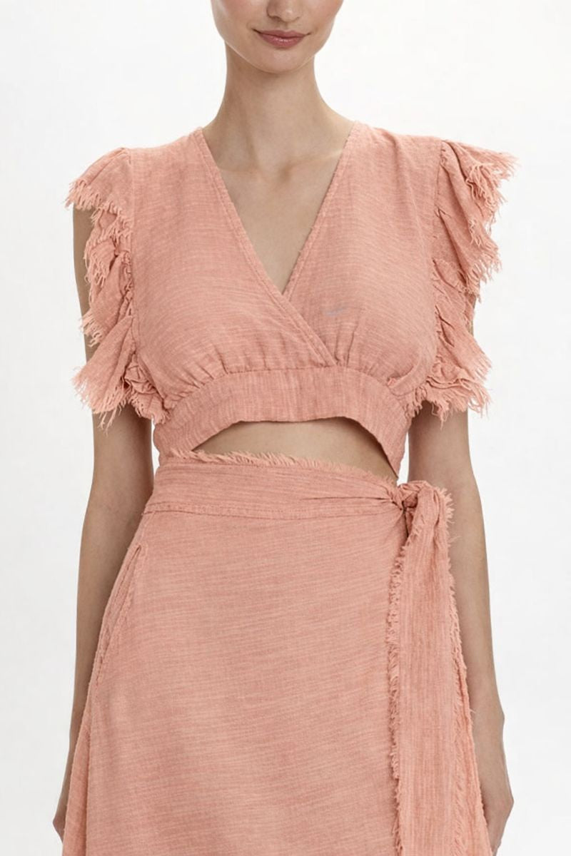 CROP TOP WITH RUFFLES "MALIA" PAPAYA