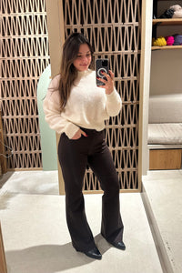 SLIM FLARED PANTS "MAYA" BROWN