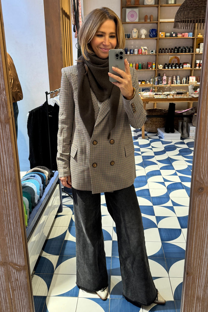 KNITTED CASHMERE SCARF CHOCOLATE