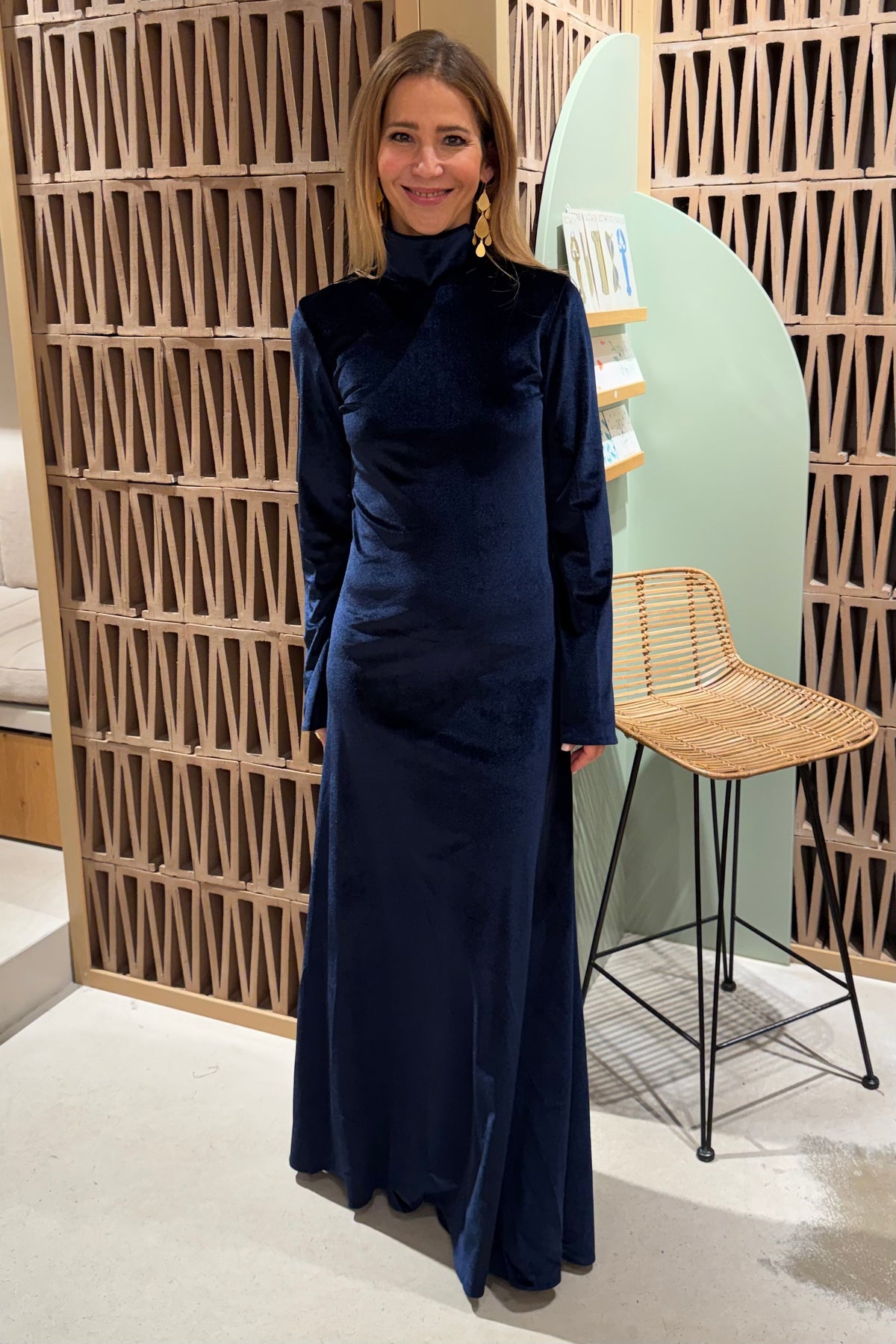 LONG VELVET DRESS MIDNIGHT BLUE