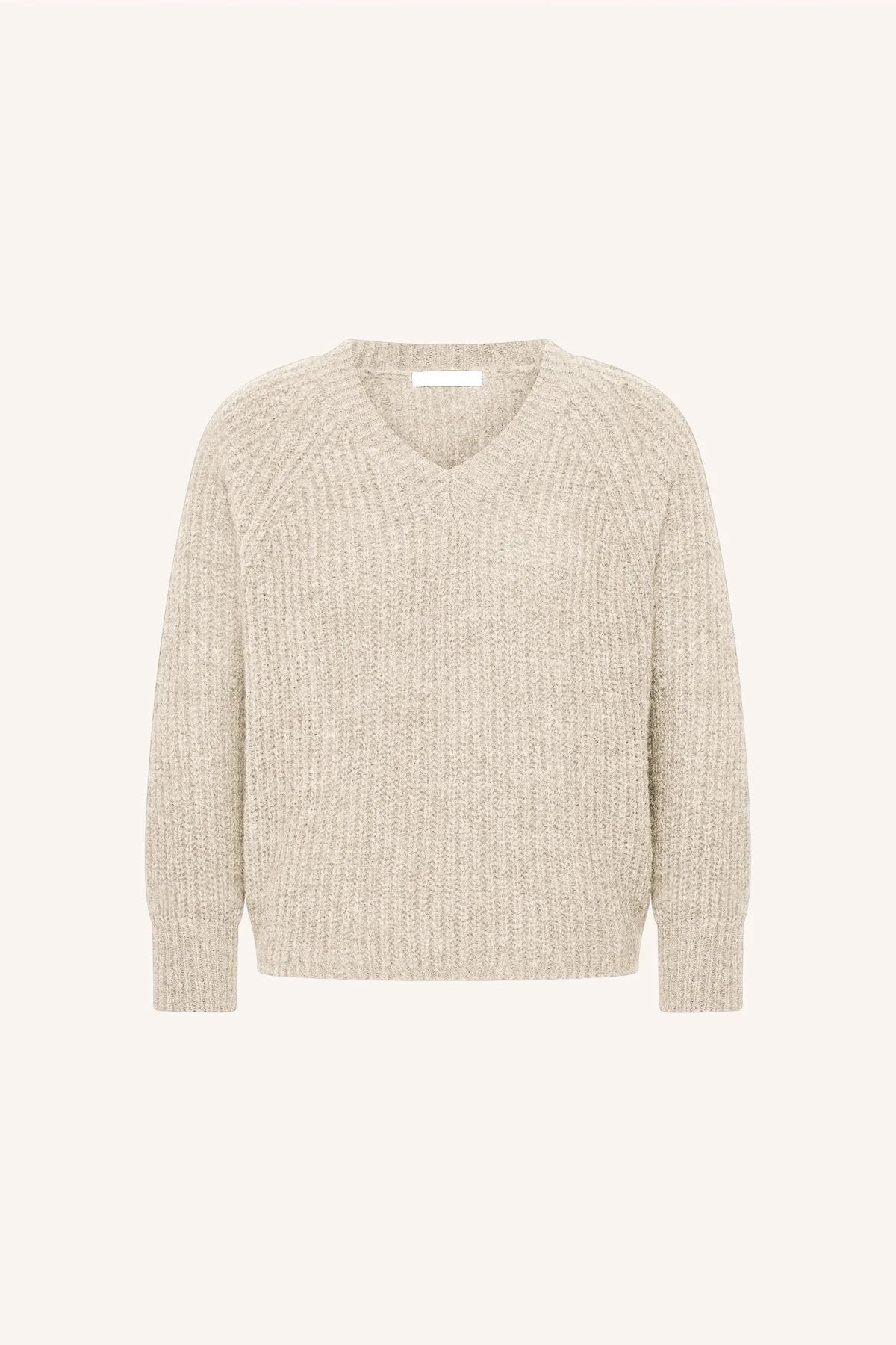 OVERSIZED V-NECK PULLOVER "LUNE" CHALK