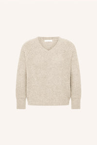 OVERSIZED V-NECK PULLOVER "LUNE" CHALK