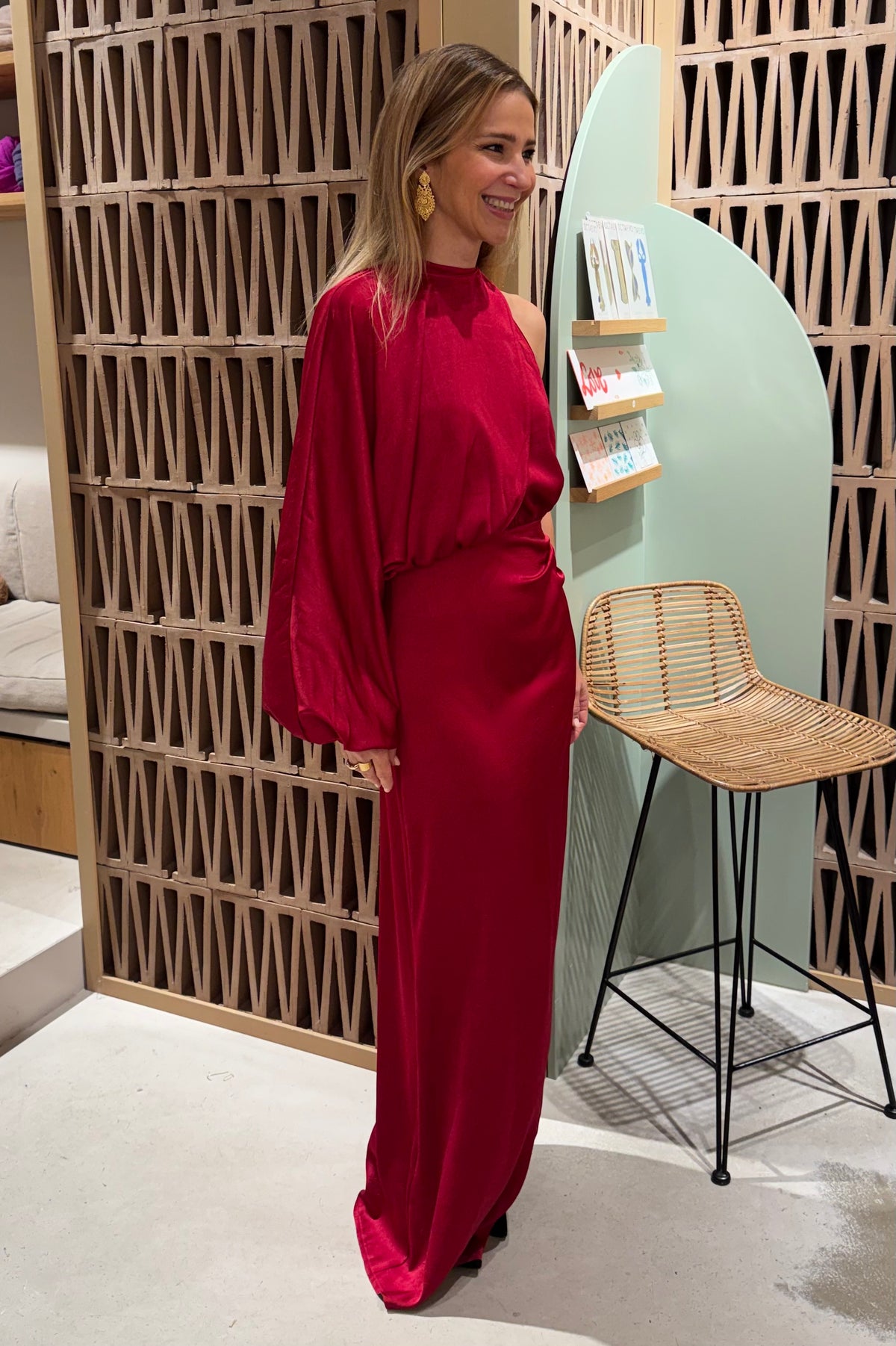 LONG ASYMMETRIC DRESS “MILLIE” RED