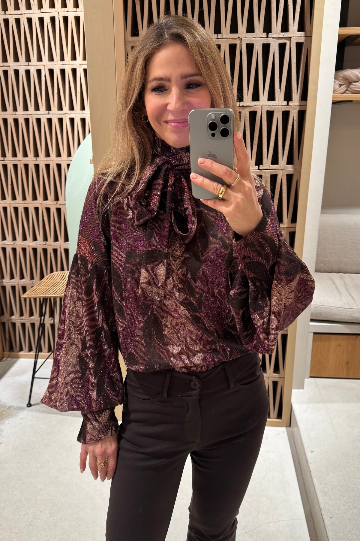 BLOUSE WITH BELT "STELLAR" BURGUNDY