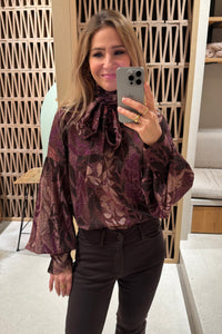 BLOUSE WITH BELT "STELLAR" BURGUNDY