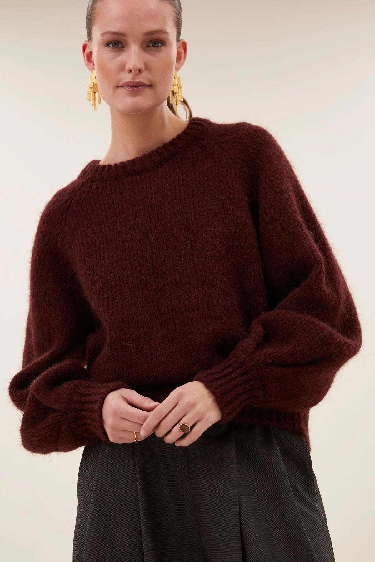 OVERSIZED ALPACA PULLOVER BORDEAUX
