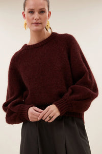 OVERSIZED ALPACA PULLOVER BORDEAUX
