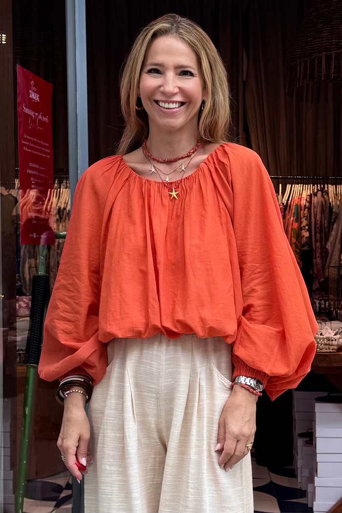 OVERSIZED LIGHT COTTON BLOUSE ORANGE