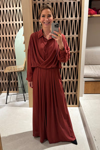 FLOWY WIDE LEG PANTS BRICK