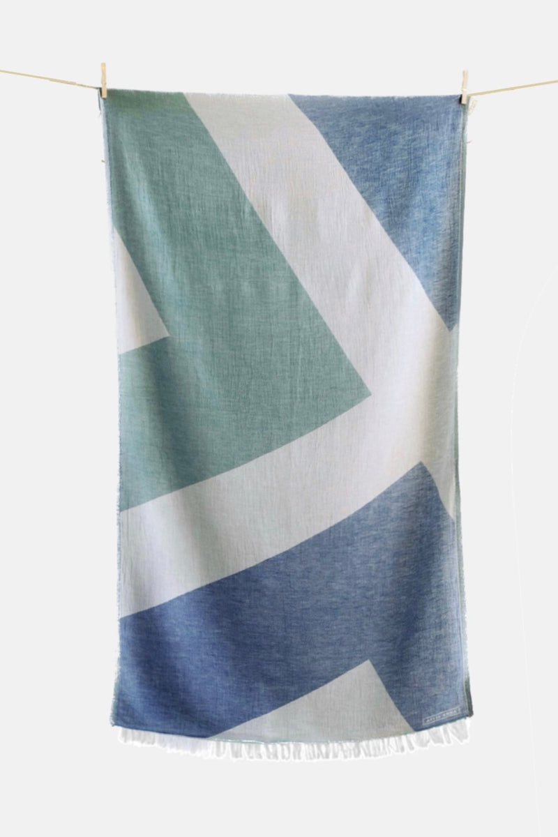 WOVEN BEACH TOWEL "GLYFADA" BLUE/GREEN