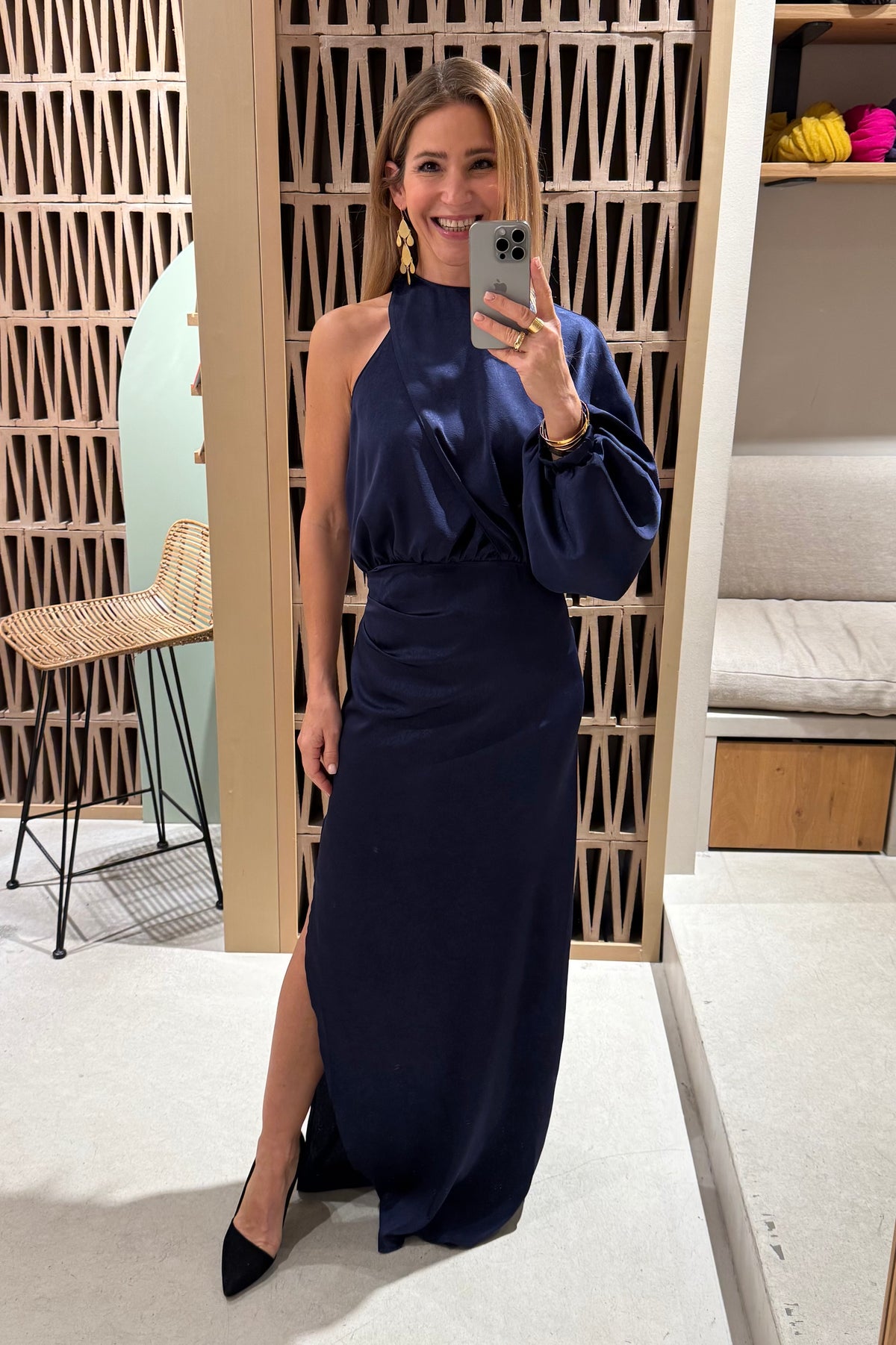 LONG ASYMMETRIC DRESS “MILLIE” BLUE