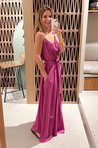 OVERSIZED LONG STRAPPY DRESS "CHARIS" MAGENTA