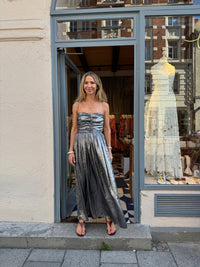 BACKLESS MIDI DRESS LIQUID SILVER