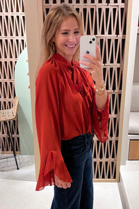 BOW TIE CHIFFON BLOUSE CHILI
