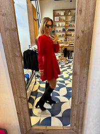 FITTED MINI DRESS HOT RED