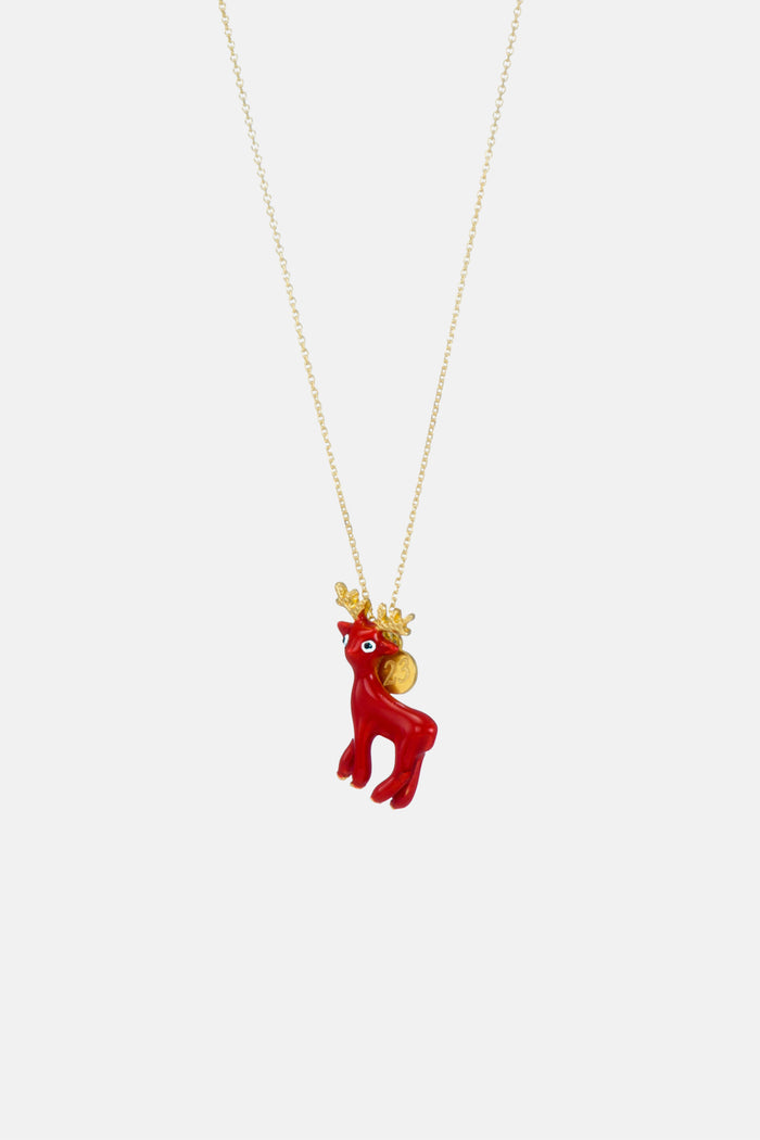 ENAMEL NECKLACE "DEER" RED