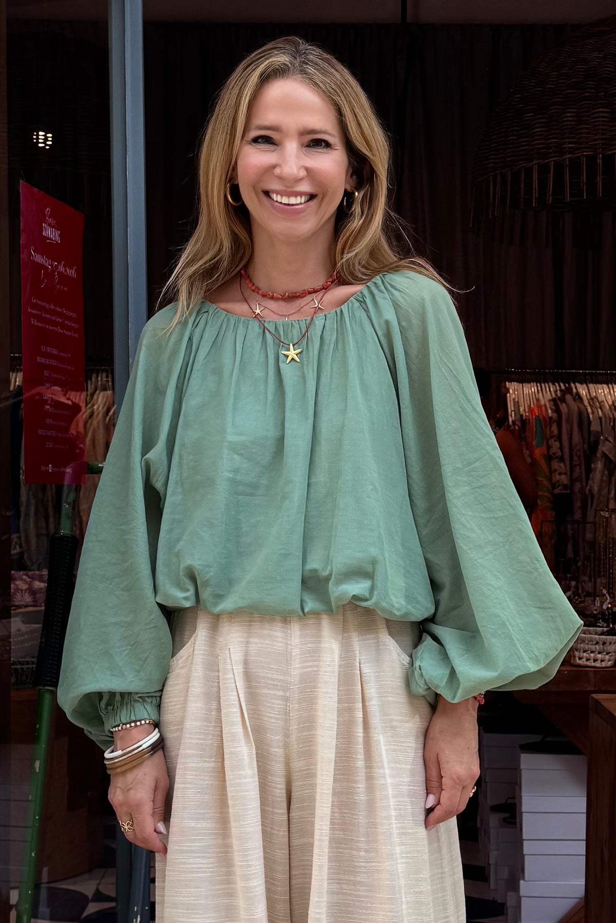 OVERSIZED LIGHT COTTON BLOUSE GREEN