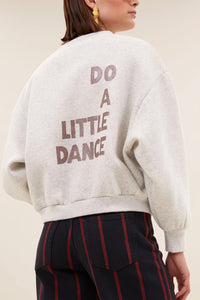 OVERSIZED COTTON SWEATER "DO A LITTLE DANCE" LIGHT GREY