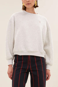 OVERSIZED COTTON SWEATER "DO A LITTLE DANCE" LIGHT GREY