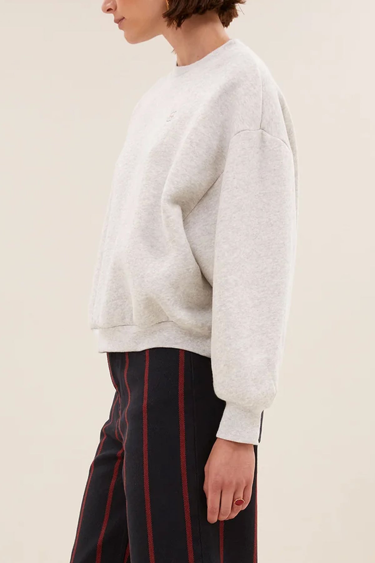 OVERSIZED COTTON SWEATER "DO A LITTLE DANCE" LIGHT GREY