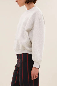 OVERSIZED COTTON SWEATER "DO A LITTLE DANCE" LIGHT GREY