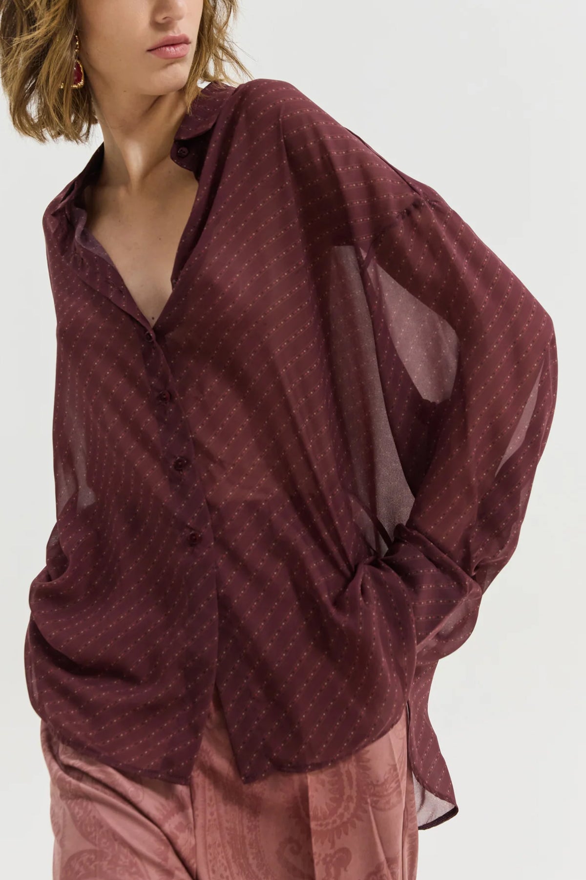 OVERSIZED CHIFFON BLOUSE "DREAM" BORDEAUX