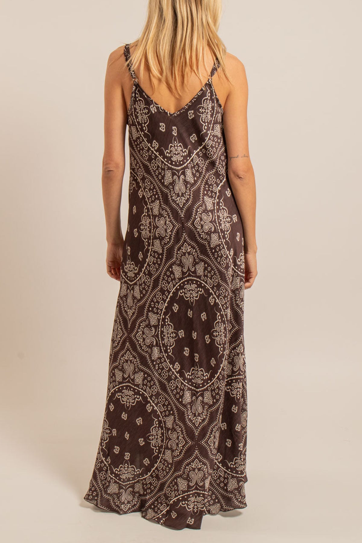 STRAPPY VISCOSE DRESS „BANDANA“ CHOCOLAT