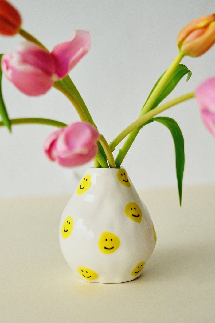 MINI VASE "SMILEY" WHITE/YELLOW