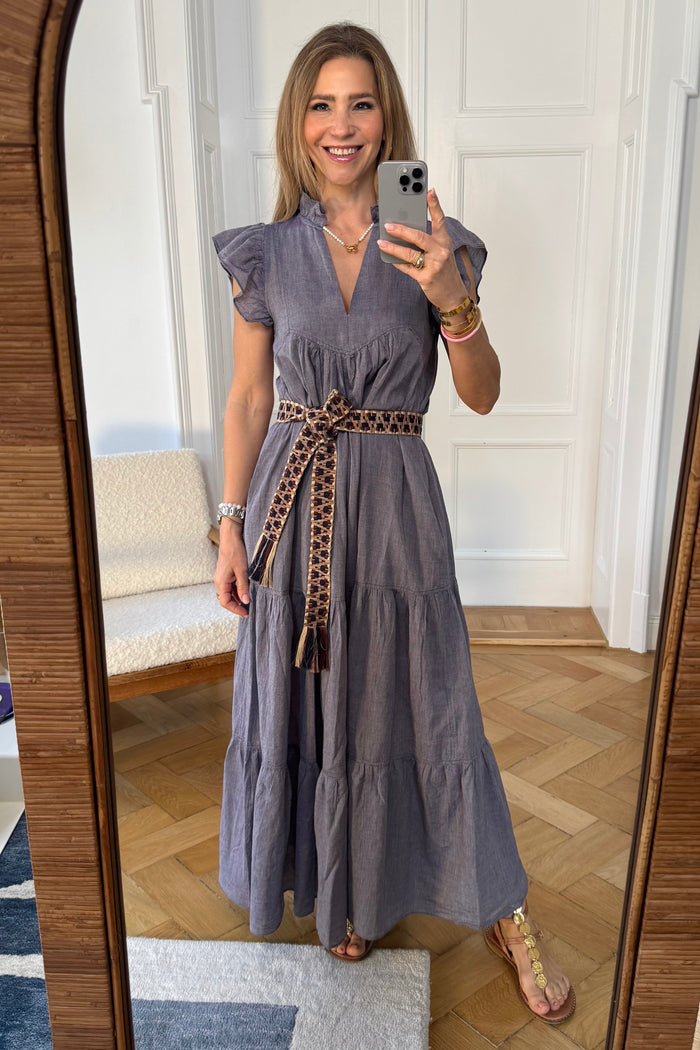 LONG COTTON GAZE DRESS "THIRA" PURPLE