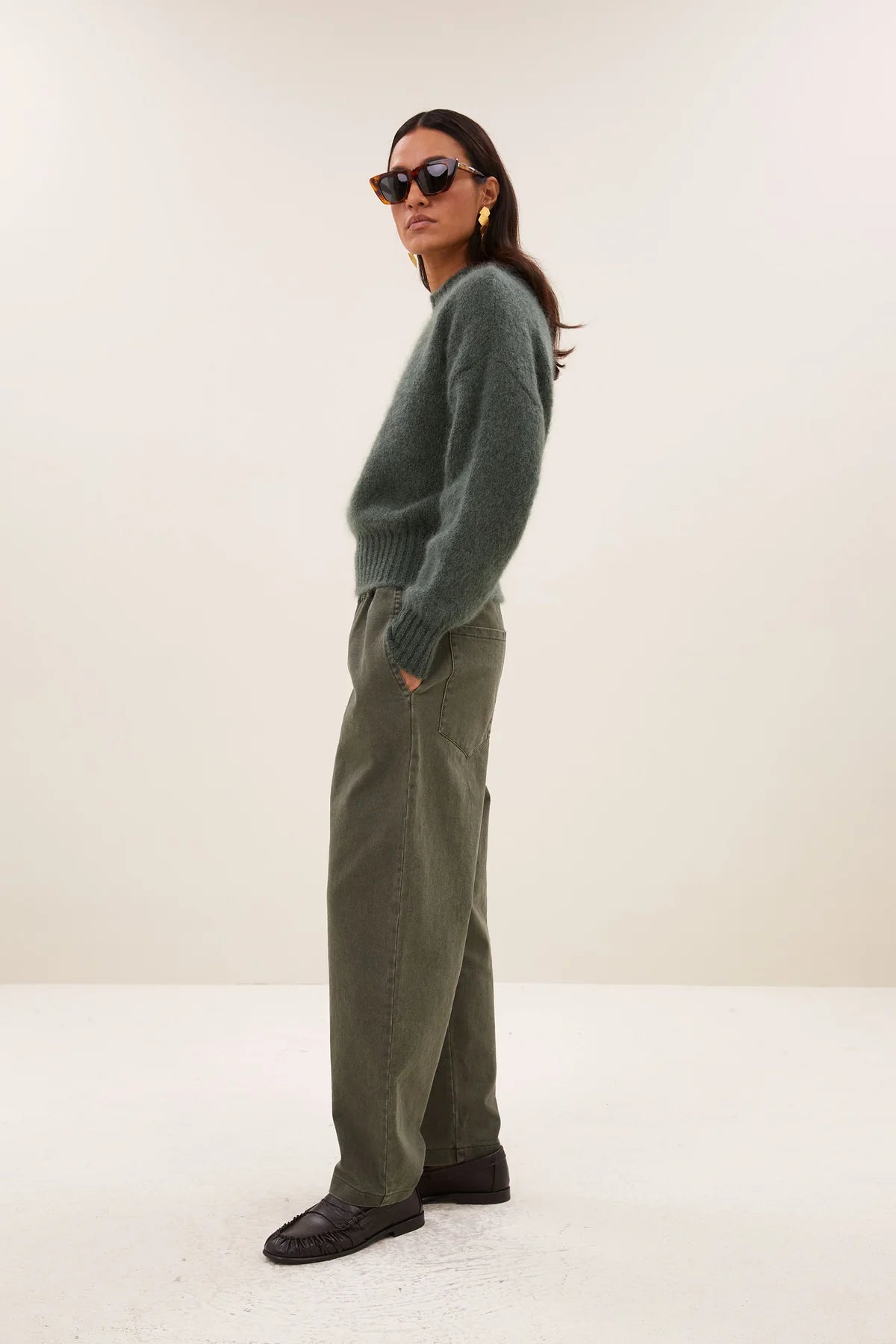 MOHAIR KNIT PULLOVER "SONNY" DARK OLIVE