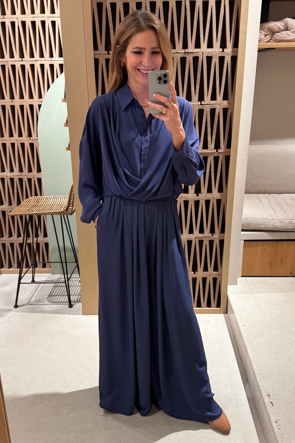 FLOWY WIDE LEG PANTS BLUE