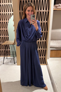 FLOWY WIDE LEG PANTS BLUE