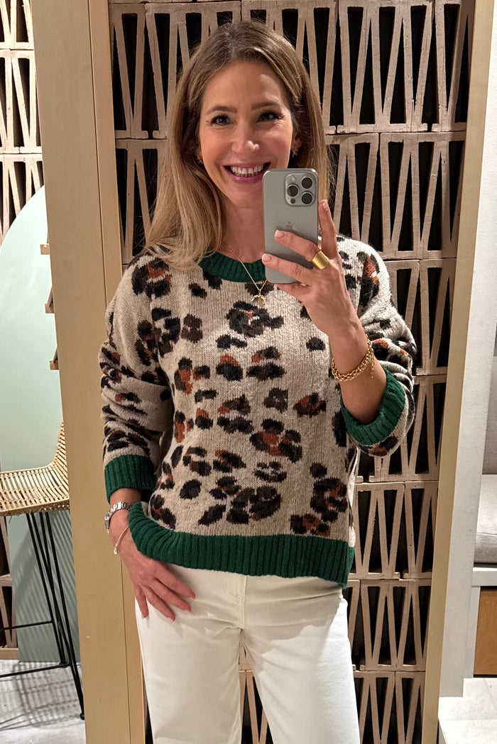 JACQUARD KNIT PULLOVER LEO/GREEN