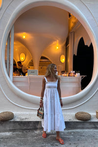 SMOCKED MIDI DRESS "HELEN" WHITE