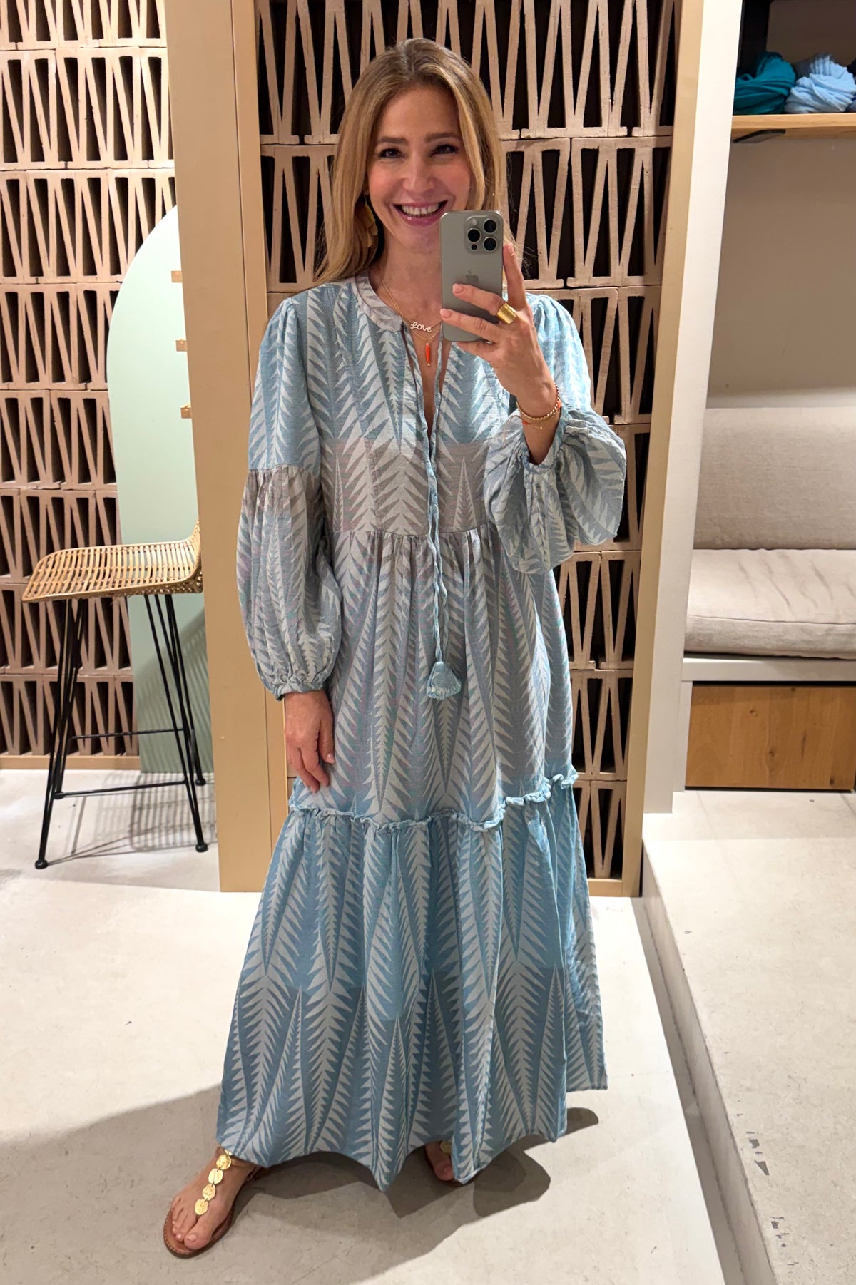 LONG TUNIC DRESS "FINIKAS DEGRADE" TEAL