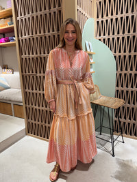 LONG TUNIC DRESS "FINIKAS DEGRADE" TERRACOTTA