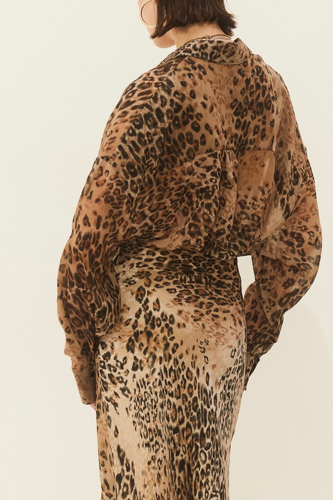 OVERSIZED CHIFFON BLOUSE "LEOPARD"