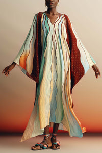 OVERSIZED RAYON KAFTAN DRESS "ECUADOR" SUNSET LUREX
