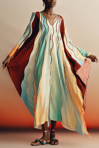 OVERSIZED RAYON KAFTAN DRESS "ECUADOR" SUNSET LUREX