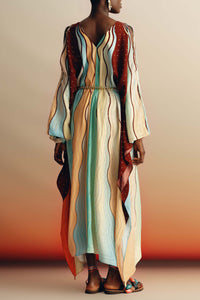 OVERSIZED RAYON KAFTAN DRESS "ECUADOR" SUNSET LUREX
