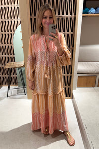 LONG TUNIC DRESS "FINIKAS DEGRADE" TERRACOTTA