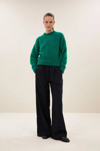 MOHAIR KNIT PULLOVER "SONNY" EVERGREEN