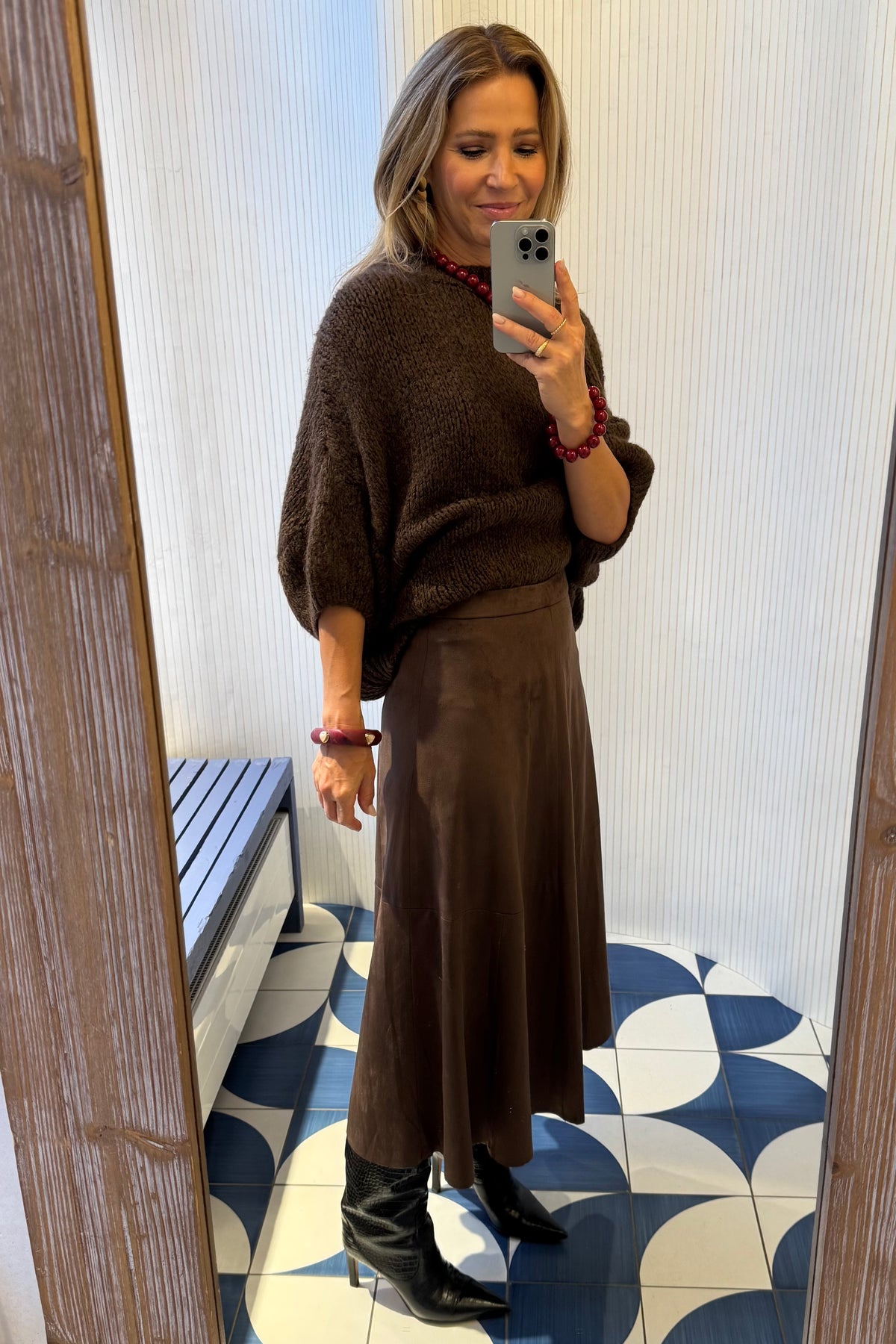 VEGAN SUEDE SKIRT CHOCOLATE