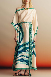 COTTON KAFTAN DRESS "EFTERPE" MINOAS TEAL