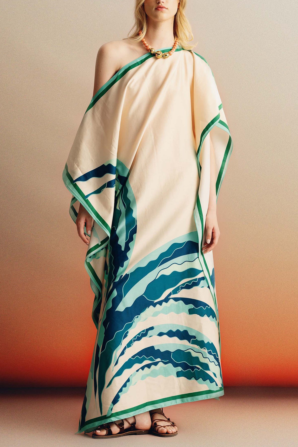 COTTON KAFTAN DRESS "EFTERPE" MINOAS TEAL